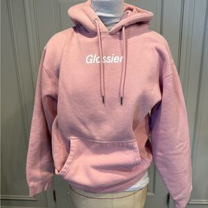 Glossier Blush Pink Hoodie Size Small sweatshirt EUC